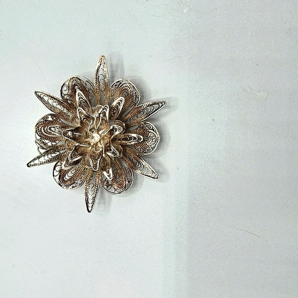 Elegant Silver Floral Brooch